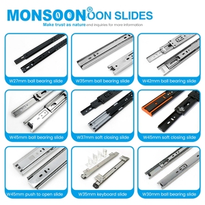 35mm Correderas Métal Fermeture Souple Armoire Glissières Tiroir 20 Pouces Télescopique Trois Section Montage Latéral Rails 20 Pouces <span class=keywords><strong>Cuisine</strong></span> - Product Image 5