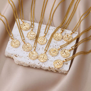 Mode explosive Niche Zodiac Relief Clavicule Chaîne Zodiaque Collier En Acier Inoxydable Collier Cadeaux pour Femmes - Product Image 2