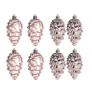 Ornement de Noël en forme de cône de pin rouge brillant de haute qualité, design populaire peint avec des paillettes blanches, en promotion, nouvelle boule décorative pour sapin - Product Image 1