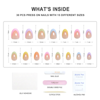 Fournisseur professionnel d'ongles label privé ongles acryliques colorés à pointe française presse sur gel doux pour les ongles