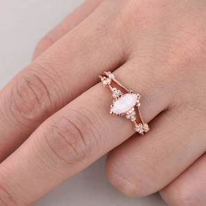 Elegant Rose Gold Plated Natural <b>Opal</b> <b>Ring</b> Ladies Women White CZ Jewelry <b>Ring</b> Sets - Product Image 6