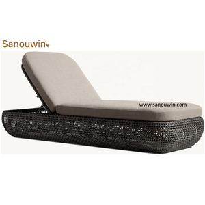 Chaise longue <span class=keywords><strong>en</strong></span> rotin PE pour <span class=keywords><strong>jardin</strong></span>, patio, extérieur, avec coussin confortable, nouveau design - Product Image 2