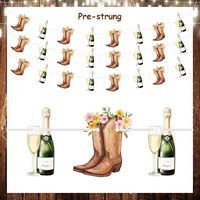 Dekorasi Bridal Shower Boots and Bubbly 3Pcs, Spanduk Boots dan Bubbly, Perlengkapan Pesta Pernikahan Koboi Barat Bergaya Champagne