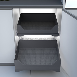 Organisateur de placard coulissant robuste au design moderne, étagères coulissantes pour rangement de cuisine, couverts, épices, bouteilles - Product Image 4
