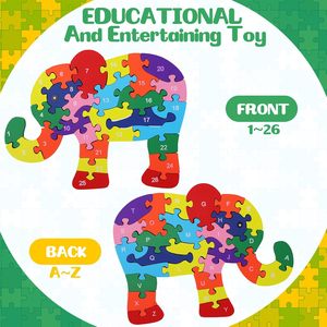 Puzzles en bois en gros pour enfants, puzzles de 26 lettres, jouets populaires, puzzles en bois à assembler - Product Image 2