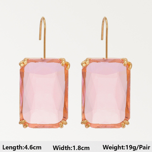 Kaimei 100การออกแบบโรแมนติกแฟชั่นชุดสีชมพูต่างหูคริสตัลสำหรับผู้หญิงยาวสี่เหลี่ยมสีชมพู CZ หินจี้ต่างหู<span class=keywords><strong>2022</strong></span> - Product Image 6