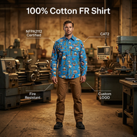 Chemise de travail décontractée pour homme, été, 100% coton, 7,5 OZ, manches longues, tricotée, boutonnée, ignifuge, antistatique, soudage ARC, séchage rapide, OEM