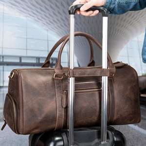 Herren Echtleder Vintage Reißverschluss-Tasche mit Verstellbarem Riemen für Reisen, Schwarz, Schuhfach, Fitness, Crossbody, Wasserdicht - Product Image 6