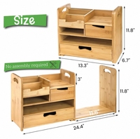 Estante de archivos de escritorio, organizador de escritorio, portalápices de almacenamiento, caja organizadora de madera para oficina en casa con cajón