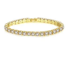 Luxe de haute qualité mode dames bijoux Zircon cubique zircone Tennis bracelets pour femmes 18K plaqué or blanc griffe réglage