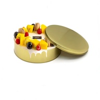 Boîte à biscuits ronde vide en étain doré RTS 6,5/7,8 pouces 168*50mm 198*64mm Boîte en fer blanc alimentaire pour gâteaux et tiramisu Boîte à pâtisserie