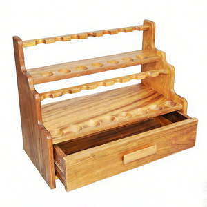 Walnut Wood Pipe Stand 15 Position Solid Wood Display Rack For Smoking Pipes Men's Accessory Gift Box Shape Durable - Product Image 2