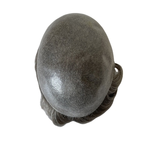 Remplacement de <span class=keywords><strong>cheveux</strong></span> humains vierges européens # Prothèse capillaire en PU 740 nœuds couleur brun <span class=keywords><strong>clair</strong></span> gris, unité complète à peau fine 8x10 pour hommes blancs - Product Image 3