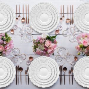 Grosir piring timbul Prancis Court antik, piring pengisi daya kerang <span class=keywords><strong>Lotus</strong></span> putih Tiongkok tulang halus untuk pernikahan - Product Image 6