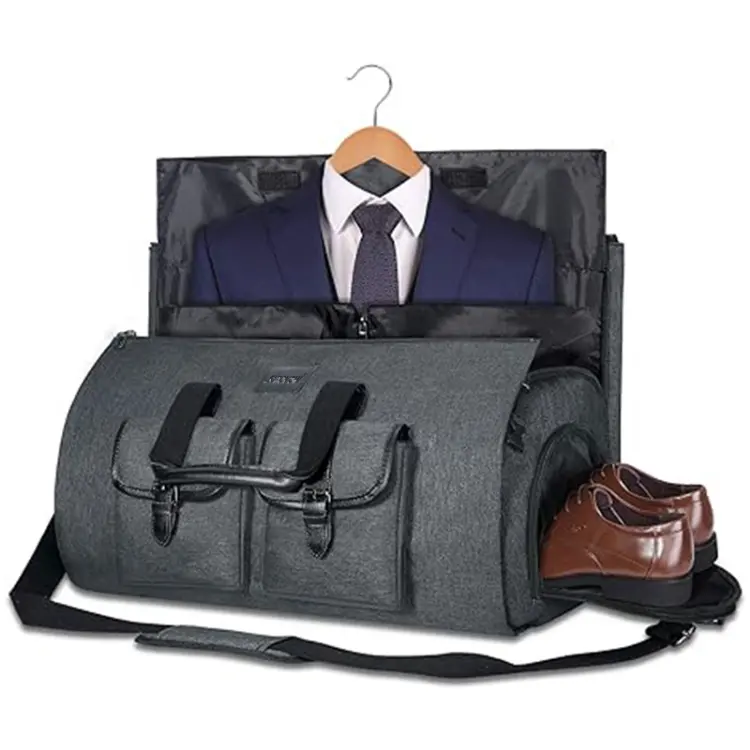Bolsa de lona colgante 2 en 1 personalizada, bolsa de viaje de negocios con bolsa para zapatos
