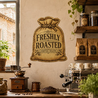 Plaque en métal gaufrée vintage « Grains de café fraîchement torréfiés » pour décoration murale de café rustique, personnalisable, fabrication OEM directe usine