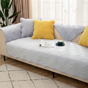 Fundas de Sofá de Franela Estilo Europeo Coreano de 7 Piezas con Brazos, <span class=keywords><strong>Beige</strong></span> Marrón Crema, Lavables a Máquina, Acolchadas - Product Image 4