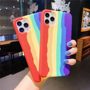 De arco iris de la caja del teléfono de silicona para <span class=keywords><strong>iphone</strong></span> <span class=keywords><strong>11</strong></span> de revestimiento de silicona <span class=keywords><strong>forro</strong></span> de microfibra funda móvil - Product Image 1
