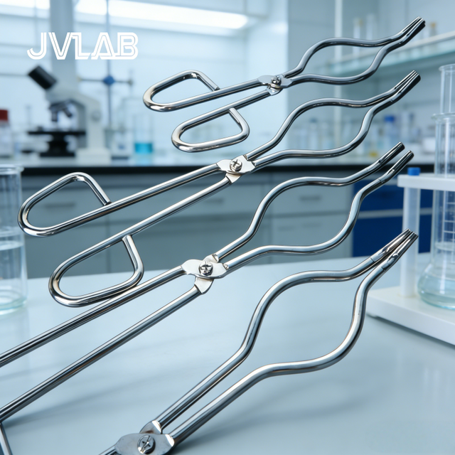 Stainless Steel Crucible Tongs Chrome Plating High Temp Resistant Long Handle Straight/Bent Jaw Furnace Beaker
