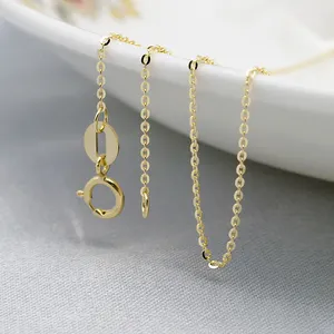 Fine Jewelry Real 10K Yellow Gold Chain Flat Cable Gold Necklace Chain Solid Gold Jewelry