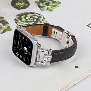<span class=keywords><strong>Bracelet</strong></span> de montre en <span class=keywords><strong>cuir</strong></span> véritable fin de haute qualité pour Apple Watch Ultra2, <span class=keywords><strong>bracelet</strong></span> de montre pour femme en acier inoxydable avec diamants - Product Image 5