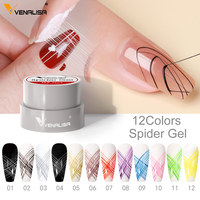 VENALISA Nouveau Gel Araignée Super Extensible Adhésif Facile à Appliquer 5g Couleur OEM Gel UV pour Dessin Soie 12 Couleurs