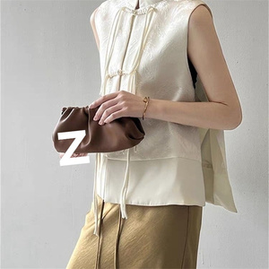 Style chinois <span class=keywords><strong>brodé</strong></span> noeud bouton <span class=keywords><strong>gilet</strong></span> court mode féminine <span class=keywords><strong>gilet</strong></span> court - Product Image 2
