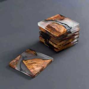 Resin Wood Coasters Square Heat Insulation <b>Tea</b> Mat For Kung Fu <b>Tea</b> <b>Set</b> Afternoon <b>Tea</b> Use - Product Image 1
