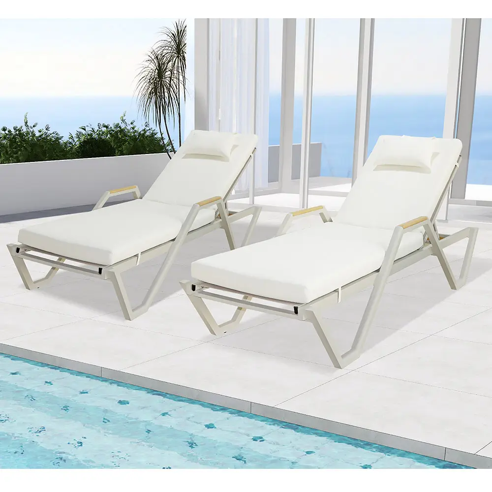 Moderno Resort mobili Graffiti adesivo piscina lato poltrona lettini in Rattan giardino spiaggia mobili da esterno polvere