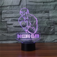 Nouvelle Arrivée 2026 Lampe 3D Illusion LED Visuelle Colorée de Boxeur, Contrôle Tactile et Télécommandé, Veilleuse