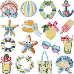 Patchs thermocollants brodés style plage estivale, motifs étoile de mer et coquillage, pour vêtements décontractés, sacs à dos, chaussures, chapeaux, décoratifs - Product Image 1