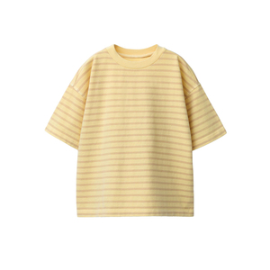 Camiseta de Verano a Rayas de Manga Corta para Niños, Hecha de 100% Algodón con Tela Ligera y Silueta Informal para el Día a Día - Product Image 1