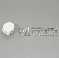 Lot de 12 pièces 1/6 1/12 pour maison de poupée, miniatures de simulation en résine, vaisselle Art Déco + décor de table de style occidental