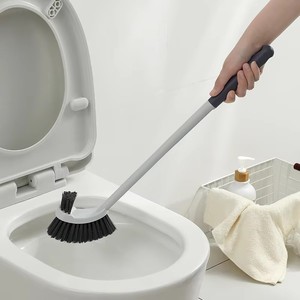 Brosse de toilette courbée murale sans support, poils durables, brosse de 20 pouces pour le nettoyage de la salle de bain, jaune - Product Image 1