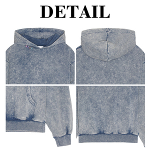 Sudadera con capucha gruesa de algodón suave lavado con piedra Kingsen para hombre, Sudadera con capucha francesa Terry Vintage lavada de peso pesado, bordado Hip Hop - Product Image 6