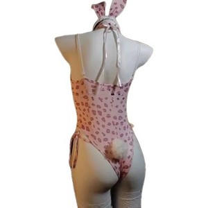 Golden Shuttle Weaving Fun <b>Bunny</b> Bodysuit Pink Leopard Print Women's <b>Costume</b> Fancy Dress Role Play Outfit - Product Image 5