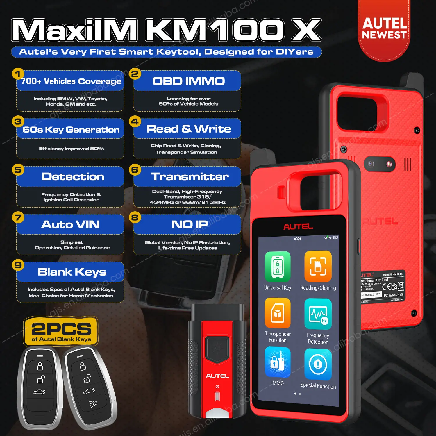 Autel MaxiIM KM100 X Altar KM100X Máquina De Programação Chave Para Todos Os Carros Leitor De Código Ikey Programador Cópia Do Veículo Ferramentas De Diagnóstico
