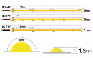 High Density Dotless ICE Blue COB LED 24V 420leds 8mm IP20 10W/M White Warm White Flexible COB LED Strip