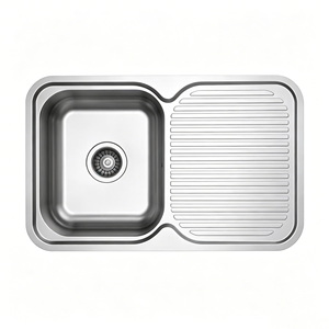 Lavello da incasso a vasca singola con bordo arrotondato, stretto e largo, con <span class=keywords><strong>scarico</strong></span> a striscia intera e piano d'appoggio personalizzato - Product Image 1