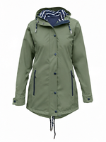 Veste imperméable coupe-vent à capuche pour femme PB&ZA, fermeture à bouton unique, 100 % polyester, manches longues, vêtement d'extérieur léger