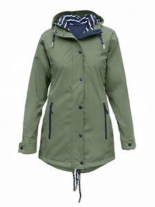 Women's Waterproof Windproof <b>Raincoat</b> <b>Hooded</b> Button Front Jacket Polyester Outerwear for Hiking Camping - Product Image 1