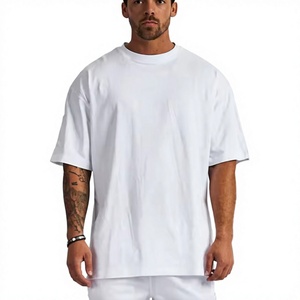 <b>White</b> Oversized Men T-Shirt 100% Cotton Crew Neck Short Sleeve Solid Color Casual Streetwear Blank Design Knitted Jersey Fit - Product Image 1