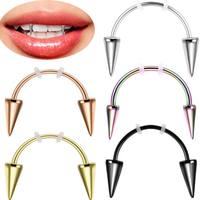Nouveau piercing de lèvre en acier inoxydable intégral, motif dents pointues, étanche, style vampire, bijoux de piercing en gros