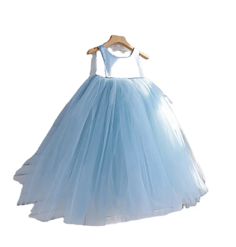 Yüksek boyun kolsuz çocuklar doğum günü elbise kız parti balo lüks prenses elbiseler süper kabarık tül kızlar elbiseler