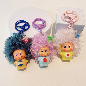 Llavero de muñeca alienígena con pelo afro, dije de resina con peluca, juguete unisex para niños, regalo - Product Image 2