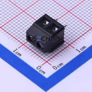 DB125-3.81-2P-BK-S Screw Terminal Block Through hole Component (THT),P=3.81mm Connector 1x2P 3.81mm Black Through Hole - Product Image 1