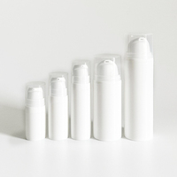 Mini flacon pompe sans air en plastique blanc PP pour sérum, crème, lotion cosmétique, 5 ml, 10 ml, 15 ml, 30 ml, 50 ml