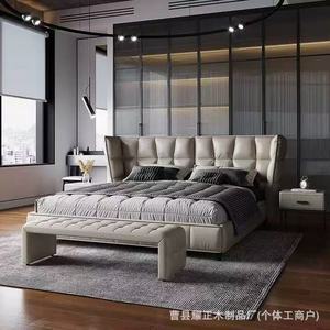 Italian minimalist bedroom <b>bed</b> end bench, simple modern genuine leather shoe changing bench, living room entrance <b>sofa</b> bench, - Product Image 2