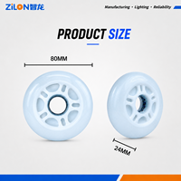 Roues de patins à roulettes ZILON OEM à changement de couleur, en PU, à rebond élevé, avec LED clignotantes, roulements ABEC-7/9, étanches, 80MM 90MM 110MM