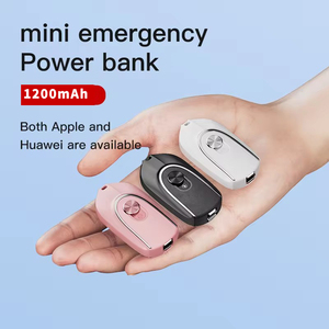 Nouveau Design Mini Banque d'Alimentation Portable et Fine de 1200 mAh <span class=keywords><strong>2</strong></span> en 1 avec Chargeur Sans Fil et Porte-Clés pour Téléphone Mobile Type-C - Product Image 2